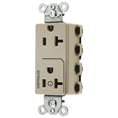 Hubbell Wiring Device-Kellems Straight Blade Receptacle, 5-20R, 20 A, 125V AC, 2 Pole, 3 Wire, Grounded SNAP2162C1I